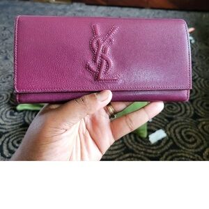 Yves Saint Laurent Women's Magenta Leather Wallet